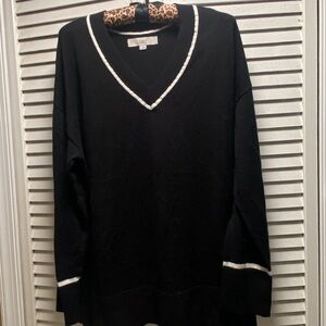 LOFT Black Sweater with White Accents